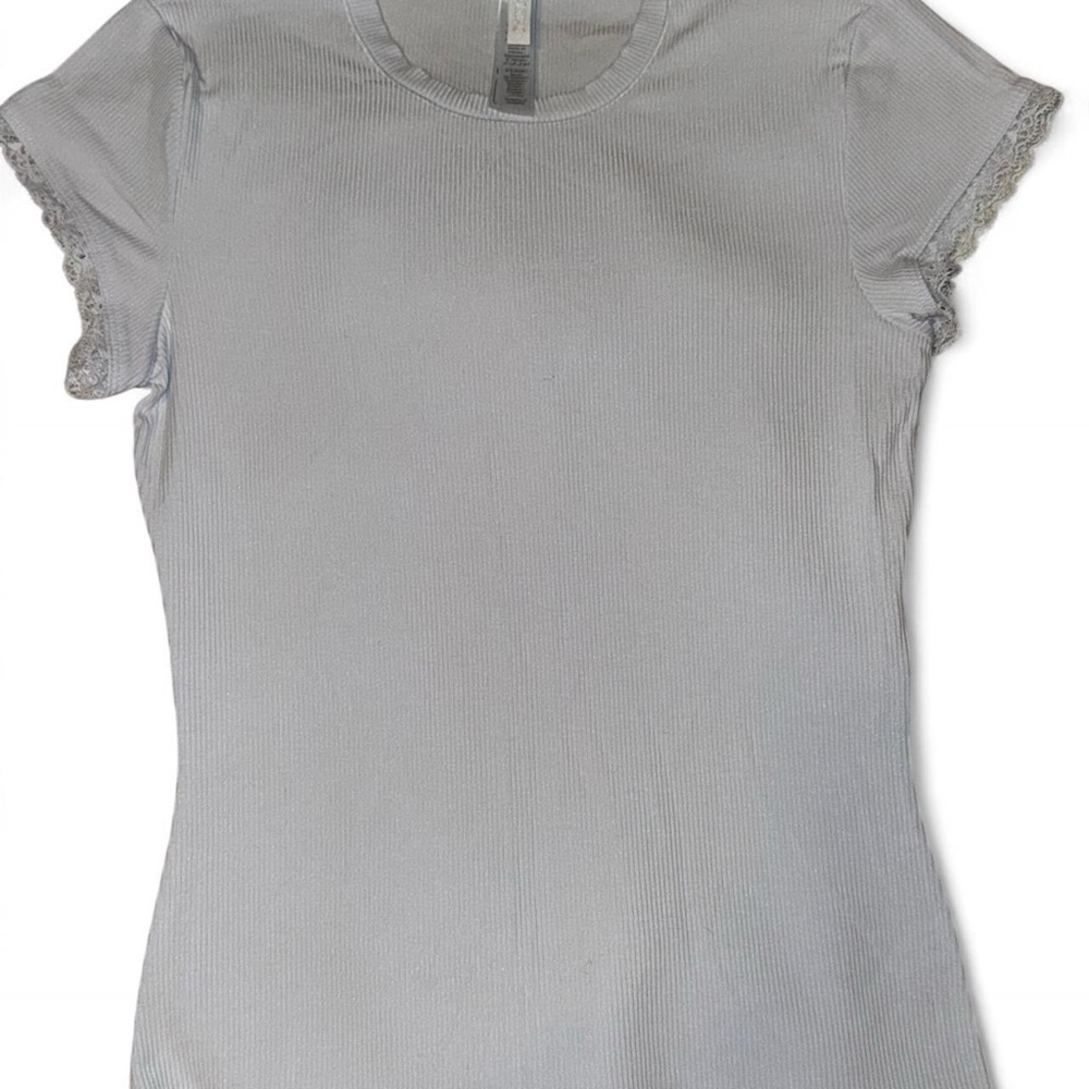 Light Blue Women's Ribbed Top - Picture 7 of 8